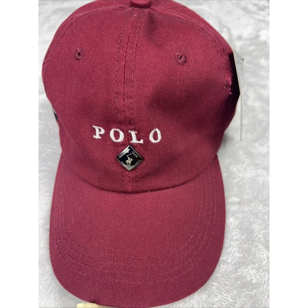 POLO CLUB IMPERIAL LONDON Preppy Hat Adjustable Strap Burgundy